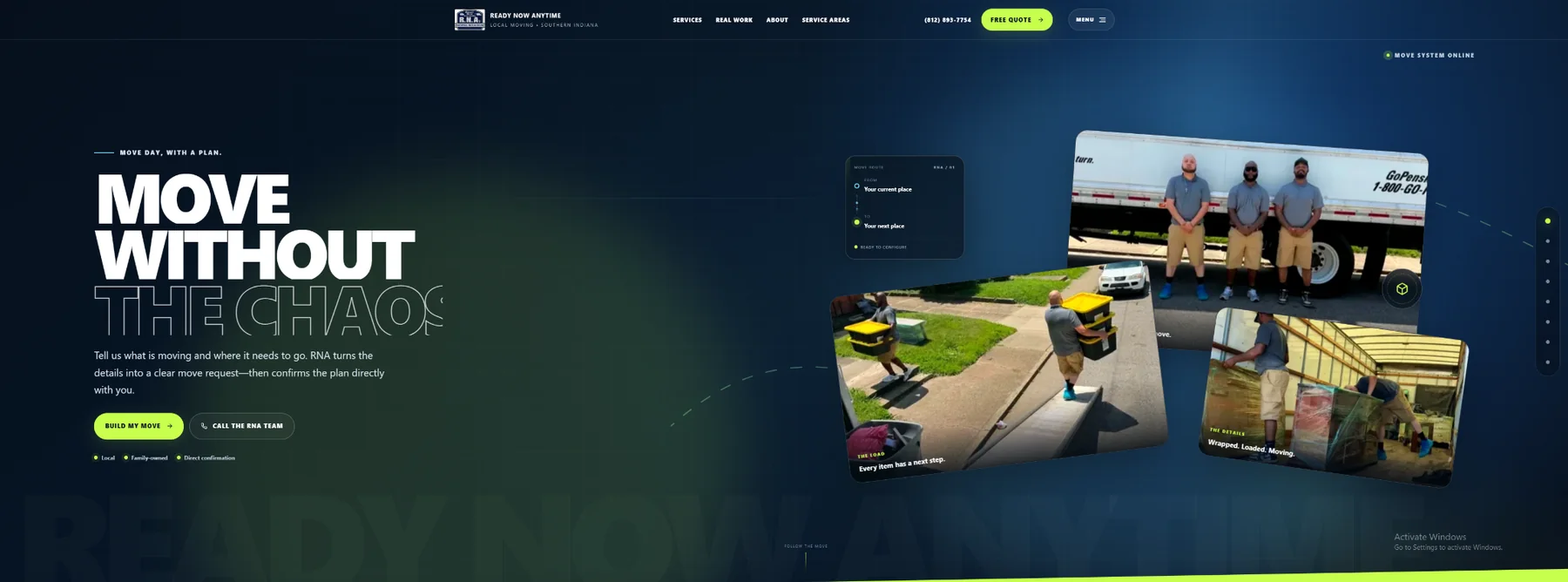 Ready Now Anytime cinematic homepage designed by Digital Forge
